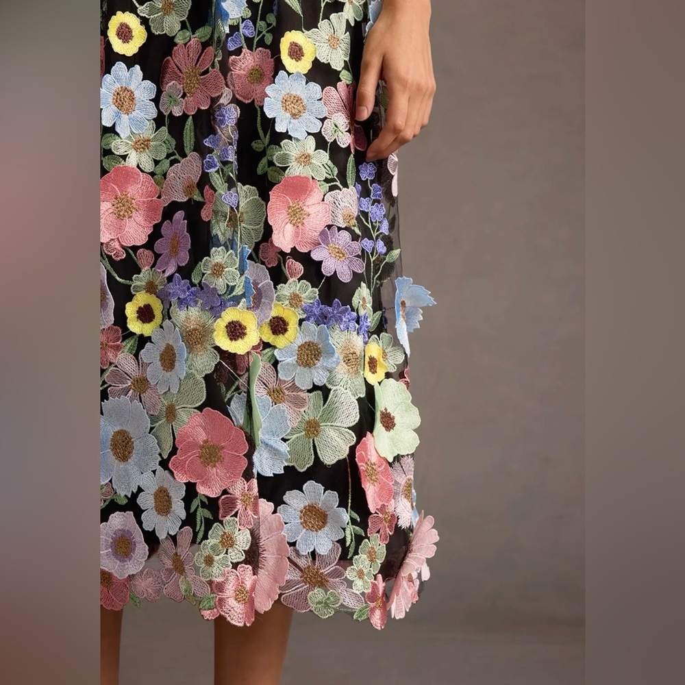 Azazie Atelier Nia Black And Multi Floral Midi Dress - Picture 5 of 10